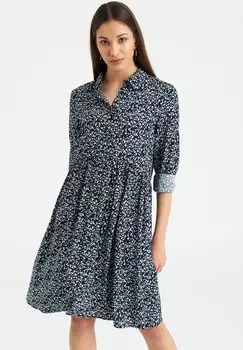 Платье-рубашка Greenpoint с цветочным принтом, черный/синий