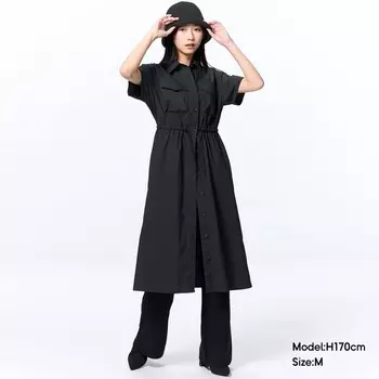 Платье-рубашка GU с карманами, черный