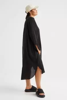 Платье-рубашка H&amp;M+ из смесового лиоцелла, черный