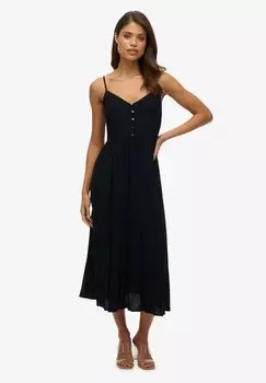 Платье-рубашка HALF BUTTON TIERED Superdry, черный