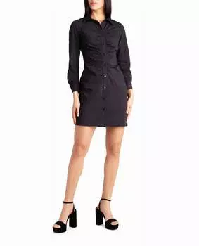 Платье-рубашка Harper Stretch со сборками в очень черном цвете Nicole Miller