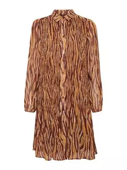 Платье-рубашка Ichi ILLY, цвет Brown/Cognac