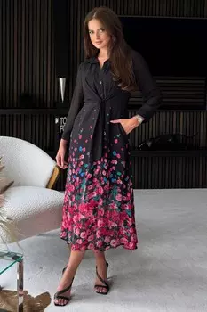 Платье рубашка Isabella с завязкой спереди Girl In Mind, черный