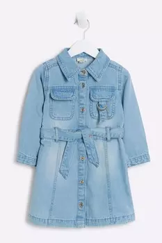 Платье рубашка из 100% хлопка для девочек River Island, синий