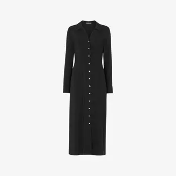 Платье-Рубашка из эластичной ткани с длинными рукавами и застежкой на пуговицы от elena, лимитированная серия Whistles, черный