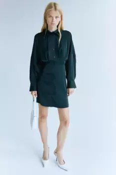 Платье-рубашка из атласа H&M, черный