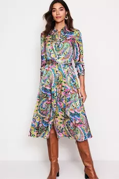 Платье рубашка из атласа Кейт Boden, зеленый