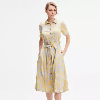 Платье-Рубашка из атласа с графическим принтом S&J Weekends, желтый