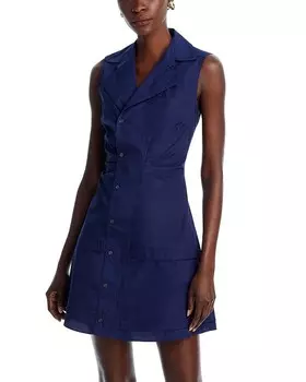 Платье-рубашка из атласного хлопка Derek Lam 10 Crosby, синий