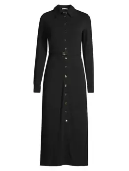 Платье-рубашка из джерси с поясом Tory Burch, черный