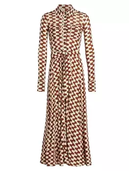 Платье-рубашка из джерси с принтом Proenza Schouler, цвет wine ecru