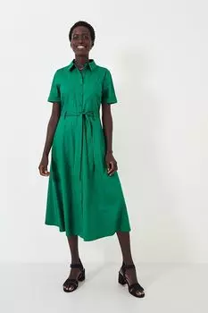 Платье-Рубашка из гладкого хлопка свободного кроя Crew Clothing Company, зеленый