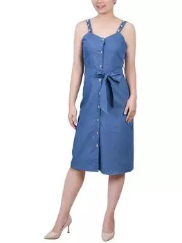 Платье-рубашка из хлопка длиной до колена для женщин Petites NY Collection, цвет midnight