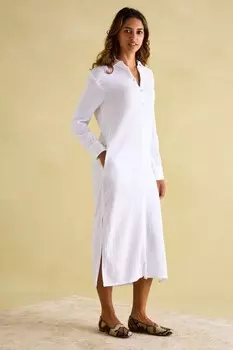 Платье рубашка из хлопка Erica на пуговицах Joules, белый