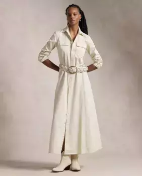 Платье-рубашка из хлопка с длинными рукавами Polo Ralph Lauren, цвет Natural