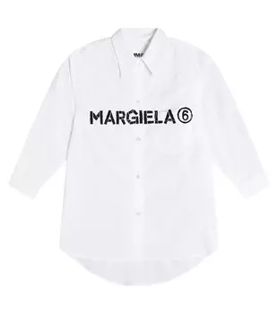 Платье-рубашка из хлопка с логотипом MM6 Maison Margiela, белый
