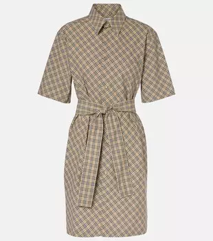 Платье-рубашка из хлопка в клетку Burberry Burberry, цвет light sage ip check