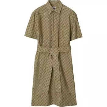 Платье-рубашка из хлопка в клетку Burberry, светло-коричневый