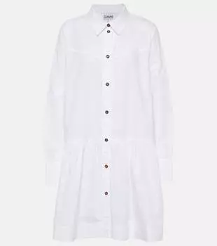 Платье-рубашка из хлопкового поплина Ganni, белый
