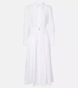 Платье-рубашка из хлопкового поплина с поясом Patou, белый