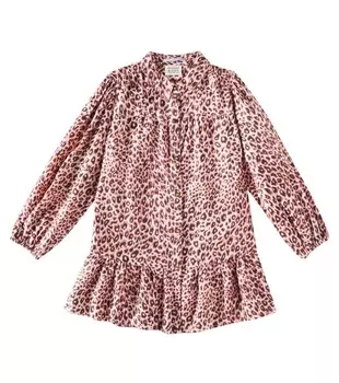 Платье-рубашка из хлопковой фланели с леопардовым принтом Scotch & Soda Kids, цвет mini leopard