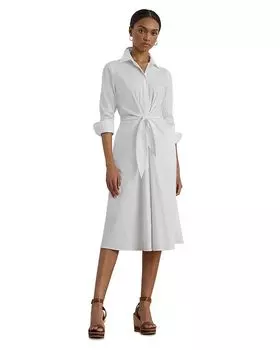 Платье-рубашка из хлопковой смеси с завязками спереди Ralph Lauren, белый