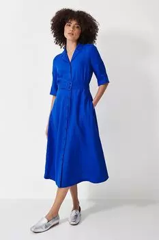 Платье-Рубашка из льна для экипажа с поясом Crew Clothing Company, синий