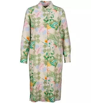 Платье-Рубашка из льна и вискозы. Katestorm, зеленый