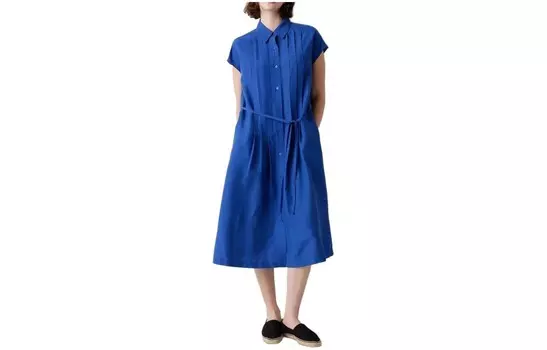 Платье-рубашка из льна UNIQLO, синий
