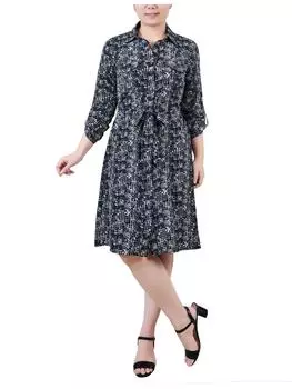 Платье-рубашка из полиэстера для женщин Petites NY Collection, цвет snake/navy