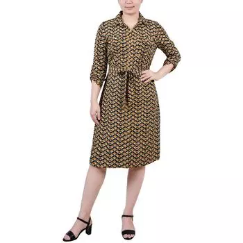 Платье-рубашка из полиэстера для женщин Petites NY Collection, цвет cypress inca gold-tone navy zizag