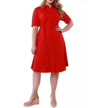 Платье-рубашка из полированного хлопка Gabriella Rossetti Liliana, красный