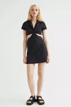 Платье-рубашка из поплина H&amp;M, черный