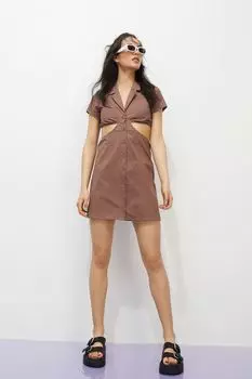 Платье-рубашка из поплина H&amp;M, коричневый