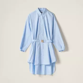 Платье-Рубашка из поплина Miu Miu, голубой