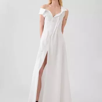 Платье-Рубашка из поплина от зака позена Gap, белый