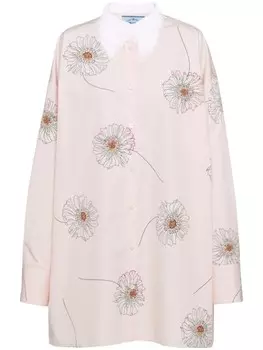 Платье-рубашка из поплина с принтом Prada, розовый