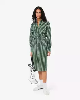 Платье-рубашка из поплина в полоску Lacoste, зеленый