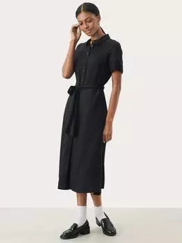 Платье-рубашка из смесового льна eflin Part Two, черный