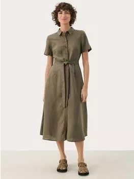 Платье-рубашка из смесового льна eflin Part Two, цвет Kalamata