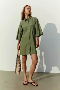 Платье-рубашка из смесового льна H&M