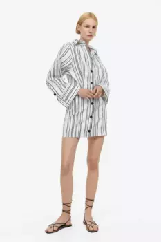 Платье-рубашка из смесового льна H&M, белый