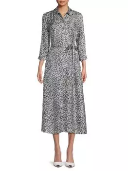 Платье-рубашка из смесового шелка с леопардовым принтом Paloma J.Mclaughlin, цвет Grey Charcoal