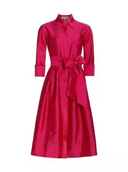 Платье-рубашка из тафты Laser Cut Teri Jon by Rickie Freeman, розовый