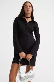 Платье-рубашка из твила H&amp;M, черный