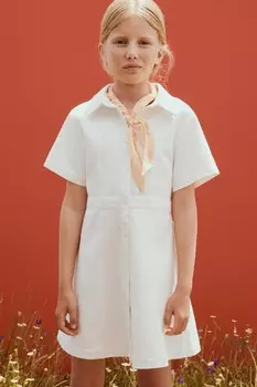 Платье-рубашка из твила ZARA, белый