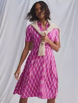 Платье-рубашка из веревки эммы Crew Clothing, цвет Pink/Gold