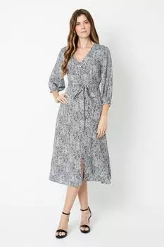 Платье-рубашка из вискозы с завязкой на талии Wallis, бежевый