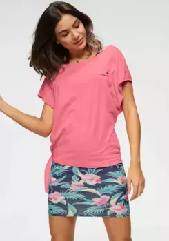 Платье-рубашка KangaROOS (2 шт.), с рубашкой с круглым вырезом, цвет Apricot, Marine-Trkis-Geblmt