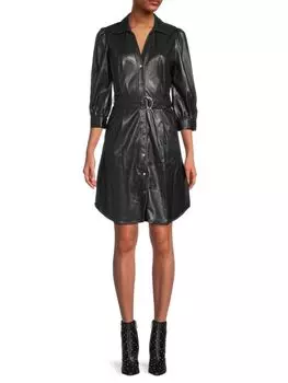 Платье-рубашка Karl Lagerfeld Paris из искусственной кожи с поясом, черный